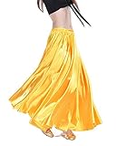 Eine Größe passt meistens Damen Maxirock Lange Rock Tanzrock Tänzerin Bauchtanz Tanzkostüm Röcke Gelb