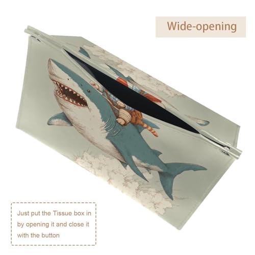 Housse boîte à mouchoirs requin et chat pour décorer chambre et bureau - 6