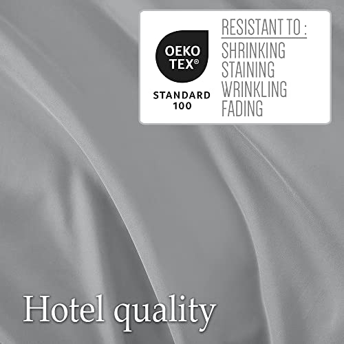 Lalaloom California King Bed Sheet Set, Soft Microfiber Hotel Luxury Bedding, Extra Deep Pocket, 4 Piece Sheets And Pillowcase Sets, Breathable Wrinkle, Fade Resistant, Machine Wash Linen, Soft Gray #TOP4