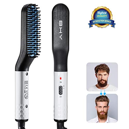 Beard and Hair Straightener Brush, LARMHOI Electric Comb with Side Hair Detangling, Curly Hair Straightening for Beard, Hair, Women Hair Straightening