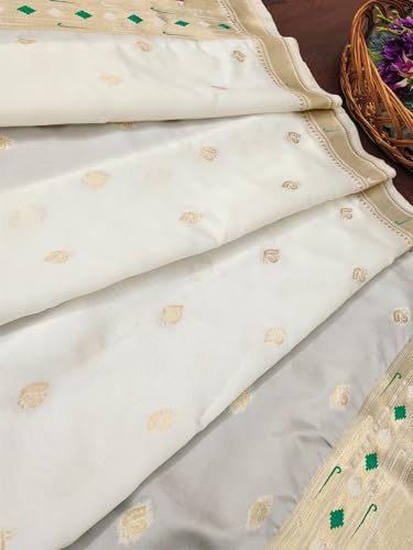 Image of DEVANGI Women's Woven Paithani Banarasi Silk Dupatta /Chunni For Women, Floral Print 1 Meter Wide and 2.3 Meter Length Printed Designer Dupatta /Chunni For Girls