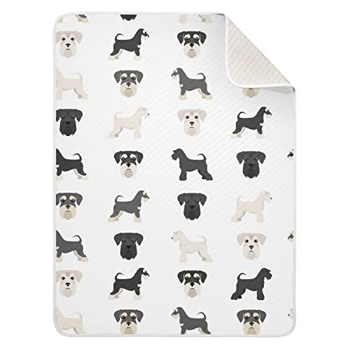 Image of Swaddle Blanket for Infants, Miniature Schnauzer Dogs, Cotton, Lightweight Soft Swaddling Blanket for Crib, Stroller, Nursery, 30X40 in