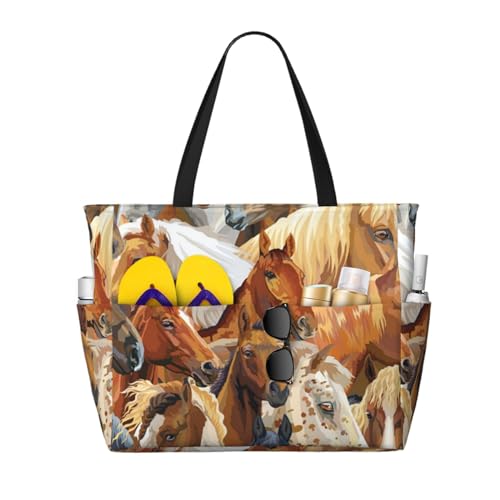 Sac fourre-tout imprimé cheval aquarelle idéal pour vos journées ensoleillées et le shopping