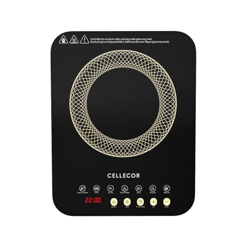 Image of CELLECOR ICT03CE 2000 Watts Induction Cooktop with Auto-Switch Off | 7 Preset Modes | Feather Touch Panel | Overheat Protection | Energy Efficiency | Touch Control|1-Year Warranty