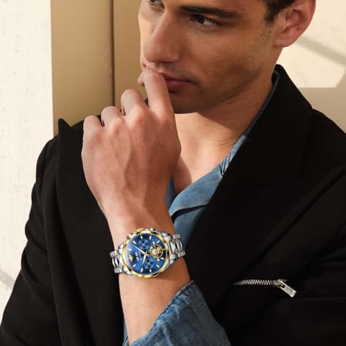 Image of OLEVS GELATU Mens Watch Automatic Tourbillon Wristwatch Skeleton Mechanical Self Winding 50M Waterproof Sapphire Crystal Square Male Watches Yellow /White /Black /Green
