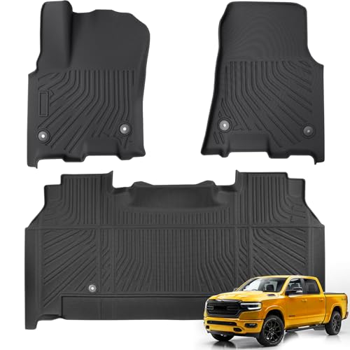 Car Floor Mats for Dodge Ram 1500 Crew Cab Only: 2025 2026 (Only with Rear Under-Seat Factory Storage & Bucket Seat), All Weather Custom Fit Floor Liner for Ram 1500 Accessories Black by DrCarNow - Used condition - US$85.49