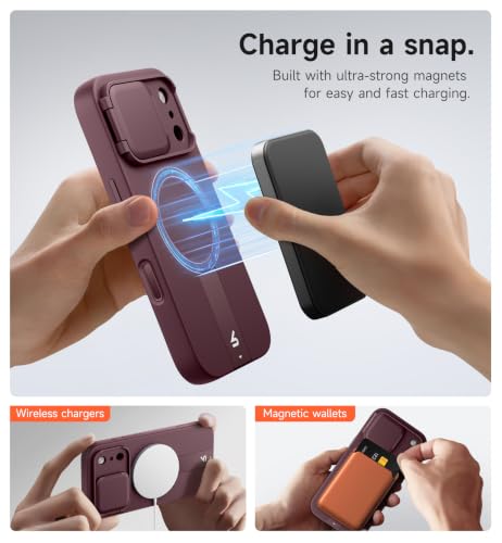 Image of SURITCH for iPhone 18 Pro Max Case for MagSafe, Camera Cover, Burgundy