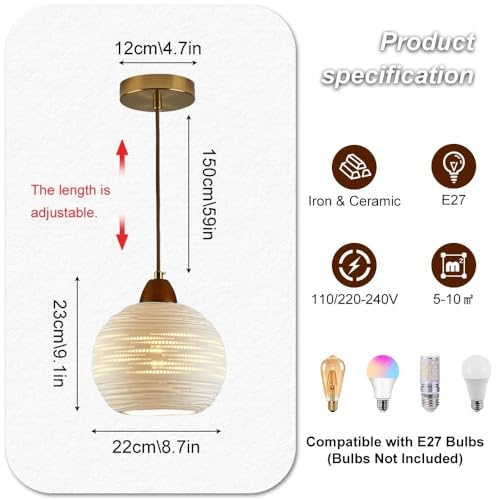 Suspension minimaliste moderne blanche avec douille E27 et globe céramique pour salon - 4