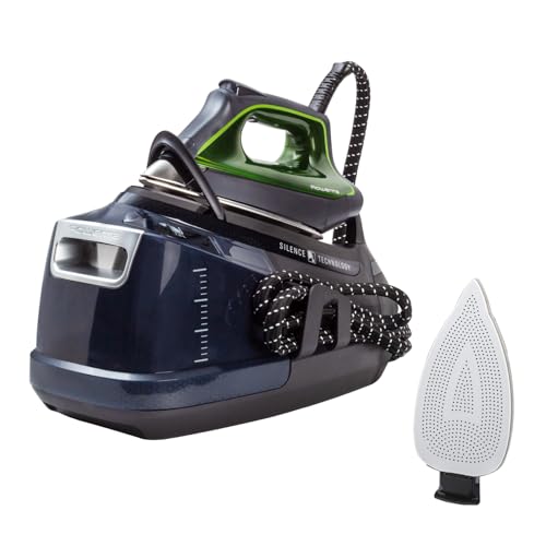 Rowenta Silence Steam Pro 2800W + Suela antibrillos, Pack exclusivo de centro de planchado y suela antibrillos, 8 bares de presión, golpe de vapor de 600 g/min, desinfecta tus prendas, DG9248MAN