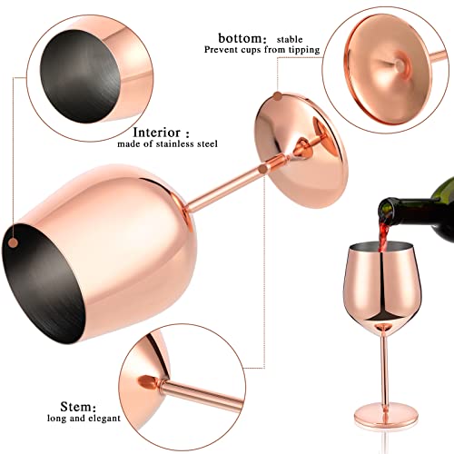 6 Pieces Stainless Steel Wine Glass Unbreakable Rose Gold Wine Glasses Skinny Stem Wine Glasses Stemmed Travel Wine Glasses Stainless Steel Goblets Drinkware For Outdoor, Party, Wedding, Anniversary #TOP1