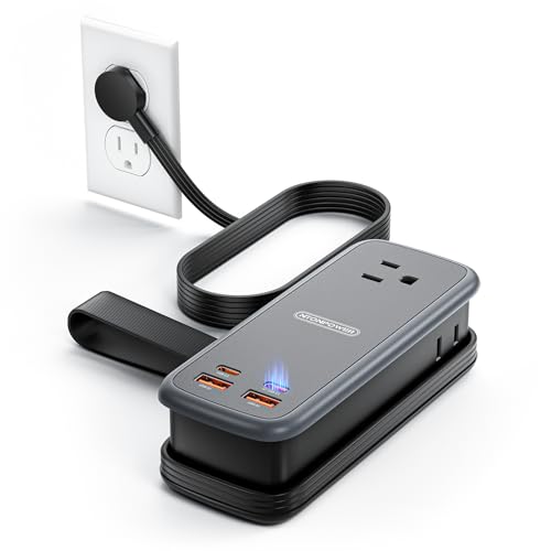 NTONPOWER 100W GAN Ultra Travel Power Strip, 7-in-1 USB C Charging Station with 3 Outlets 4 USB (2 Fast Charge)& 5FT Extension Cord, Compact Desktop Charger for MacBook, iPhone, Cruise, Offi