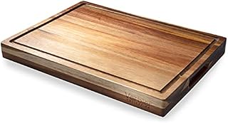 Niveau Large Wooden Chopping Board - Premium Thick Acacia Wood Butchers Block Cutting Board Reverses as a Wood Serving Platter / Cheese / Charcuterie / Bread / Grazing Board