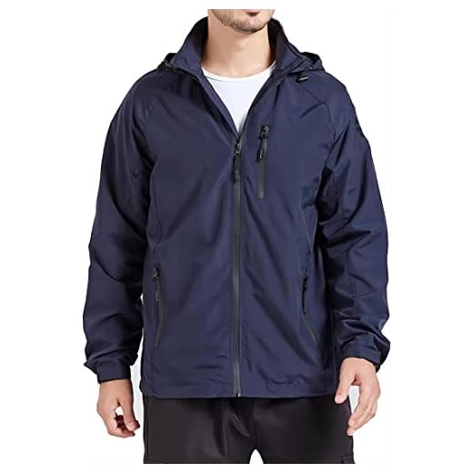 Chaqueta para hombre con capucha, chaqueta softshell cortavientos y resistente al agua chaquetas exteriores para hombres azul marino M, 02 azul marino., M