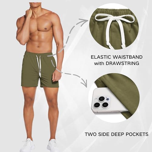 Image of Deyeek 5.5 Inch Mens Pajama Shorts Sleep Cotton Lounge PJ Lightweight Elastic Waist Drawstring Nightwear Bottom with Pockets