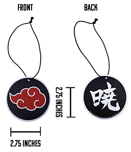 Naruto Shippuden Akatsuki Red Rain Cloud Symbol And Hidden Leaf Village Swirl Symbol Pack Of 2 - Hanging Car Air Fresheners, Anime Car Accessories #TOP2
