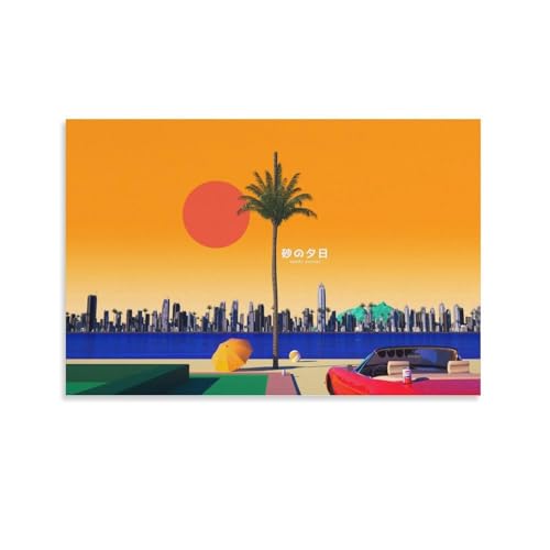 Coucher de soleil Hiroshi Nagai sur toile : sublimer votre salon moderne 50 x 75 cm
