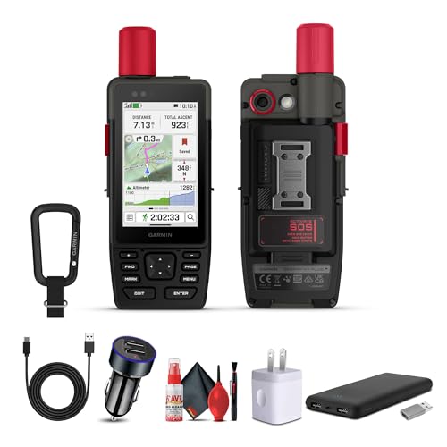 Image of Garmin GPSMAP H1i Plus Rugged Hiking Premium GPS Handheld Navigator with inReach Plus Satellite Technology to Share Text, Photos, Voice Messages, SOS Off-Grid, Long Battery Life, Preloaded Maps Bundle