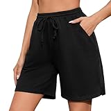 Demegimi Pantalones Deportivos Mujer Pantalones Cortos de Jogger de Algodón Cintura Alta Verano Shorts Mujer para Gimnasio Deportes Correr Jogging