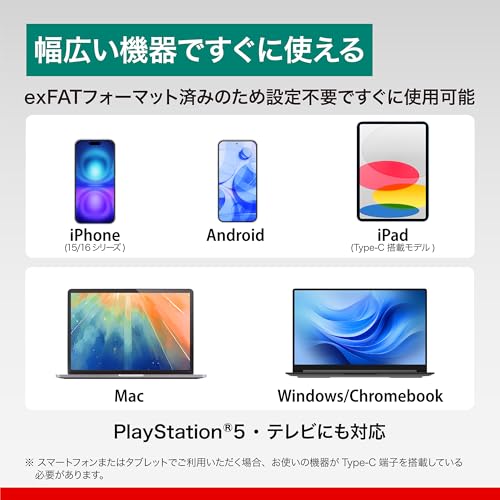 undefined 【Amazon.co.jp限定】 バッファロー SSD 外付け 1TB Type-C Type-A 両対応 USB3.2(Gen2) 読込速度 1050MB/秒 【 iPhone/iPad/Android/Windows/Mac 】 バックアップ 容量不足解消 exFAT コンパクト スティック型 SSD-SDH1.0U3BA/N の商品画像 7