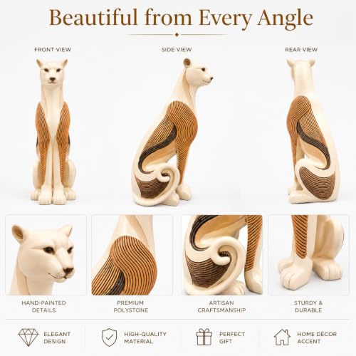 Image of Armonia Luxury Leopard Figurine for Home Decor, Premium Polystone Animal Showpiece with Gold Striped Finish, Decorative Statue for Living Room,Bedroom Shelf, Modern Home Decoration & Gifting,11.8 Inch