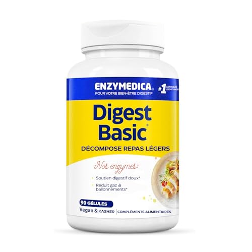 Enzymedica Digest Basic, formule d'enzymes essentielles, digestion douce des repas, réduit les gaz et les ballonnements, sans gluten, sans produits laitiers,...
