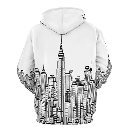 Sweat à capuche imprimé 3D architecture urbaine pull tendance unisexe