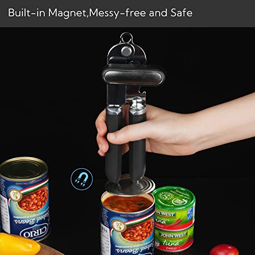 Kitchendao Manual Can Opener, 2Nd Generation Blade, Handheld Can Opener With Magnet, Super Sharp Cutting Wheel For Smooth Edge Cut, Soft Grip Oversized Knob For Seniors & Arthritis, Easy To Use, Black #TOP2