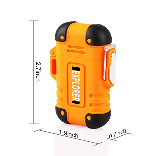 Green Vivid Waterproof Flameless Electric Dual Arc Plasma Beam Lighter - USB Rechargeable, Windproof, No Butane - Para-tinder Lanyard & Emergency Whistle - Ideal for Indoor and Outdoor (Orange)