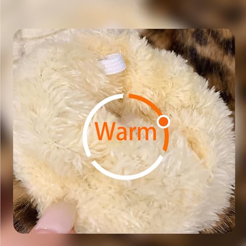 Guantes peludos de leopardo OhMill contra el frío extremo con cordón anticaída para mujer 4