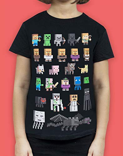 Minecraft Sprites Girl's Black Short Sleeve T-Shirt Kids Gamer Tee2