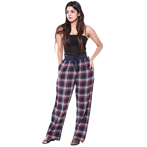 Image of Womens Multicolor Cotton Checkered Pyjama | Checks Pajama for women with Elastic & Drawstring Plus Size (S TO 8XL)