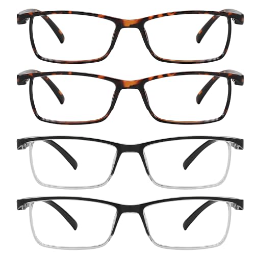 Image of Przene Reading Glasses for Men Women Blue Light Blocking Readers Spring Hinges Lightweight Style Pack