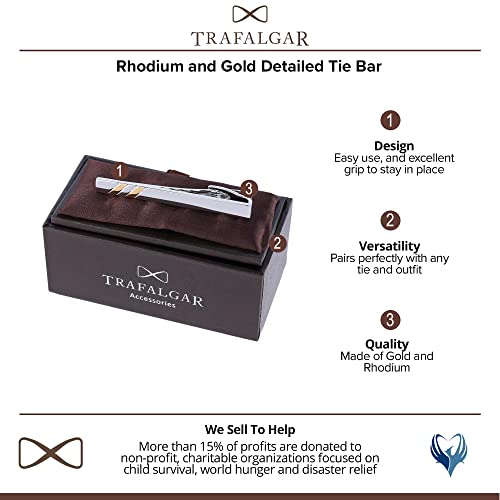 Barra de corbata para hombre de acero inoxidable bicolor rodio oro 2