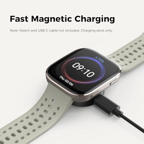 Base de carga magnética USB-C para Amazfit Bip 6 y Active 2 con cable negro en pack de 2 2