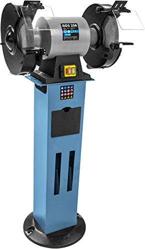 Güde 55123 Doppelschleifer GDS 250 (750 W, Motordrehzahl 2850 1/min, 2x Schutzscheiben inkl. Schleifscheiben Abrichter, Grob- & Feinschleifscheibe ø 250 mm mit Adapter 20 mm, stabiles Untergestell)