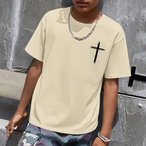 Image of KEEVICI Boys Christian Graphic Tees God Jesus Shirts for Kids Cross Faith Bible Verse Inspirational Religious Cotton T Shirt