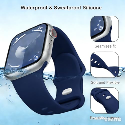 Gleetik Sport Watch Band Compatible with Apple Watch Bands Women Men 38mm 40mm 41mm 42mm 44mm 45mm 46mm 49mm ,Soft Silicone Soft Wristband Replacement Strap for iWatch Bands Series 11 10 9 8 7 6 5 4 3 2 1 SE Ultra Navy Blue by Gleetik - Used condition - Image 4