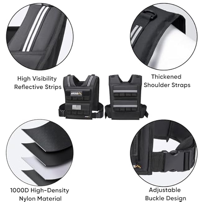 APEXUP Adjustable Weighted Vest Men 20lbs/30lbs/40lbs Weights with Reflective Stripe, Weight Vest Woman Workout Vest for Strength Training Running Walking