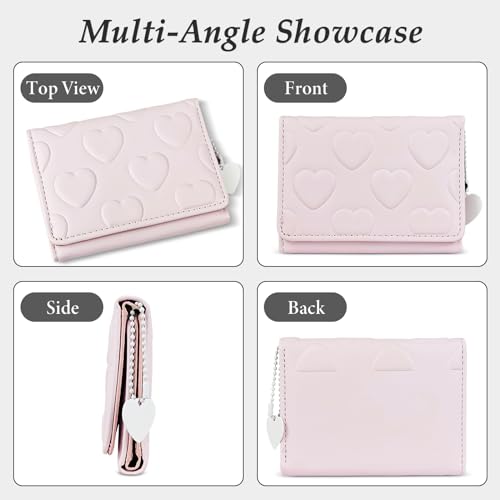 Credit Card Wallet with Heart-shaped Pendant, PU Leather Credit Card Holder for Women and Girls, Cute Women's Wallet Card Holder Wallet for Shopping, Dating, Travel (black)4