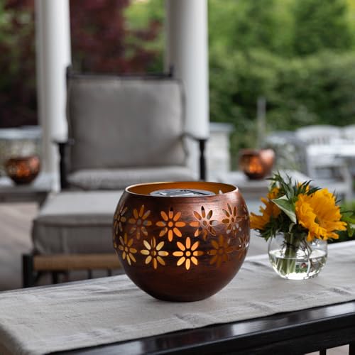 Solar Fire Bowl (1-Pack) Outdoor Waterproof Solar Lanterns - Metal