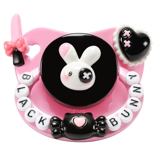 CutiePlusU Adult Sized Pacifier Dummy for Adult DIY Handmade - Black Bunny