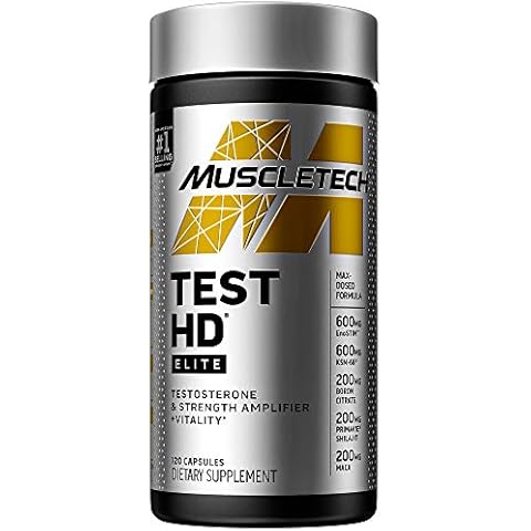Testosterone Booster for Men | MuscleTech Test HD Elite Test Booster | Muscle Builder + Nitric Oxide Booster | Boron Supplement & Tribulus Terrestris for Men | Increased Blood Flow | 120 Count Cover