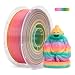 JAREES Rainbow 3D Printing Filaments PETG Candy Multicolor Gradient Filament 1.75mm, Green-Purple-Pink-Yellow PETG Suitable for Christmas Decoration, 1kg 330 Meters