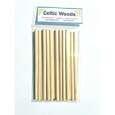 15cm Wooden Craft Sticks - Hardwood Dowels Poles 6mm Diameter 20 Pack Cover