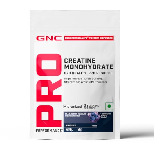 Image of GNC Pro Performance Pure Micronized Creatine Monohydrate | 50 gm | Blueberry | Instantized | Fuels Muscles | Increase Muscle Mass | Rapid Absorption | Lab Tested | Boosts Athletic Performance | Imported