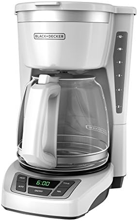 Black+Decker CM1160W-1 CM1160W 12-Cup Programmable Coffeemaker, white/stainless steel