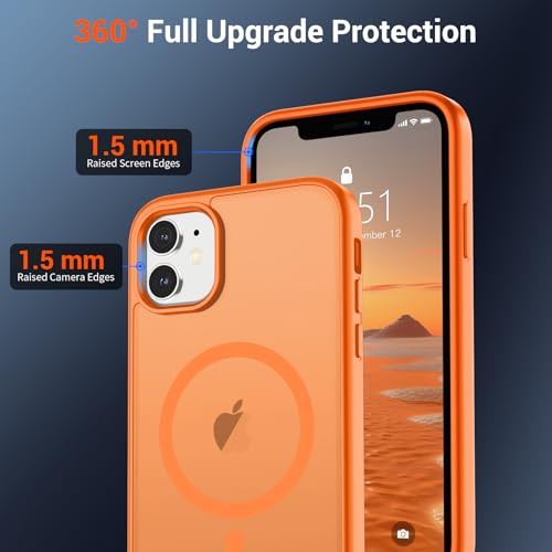 Image of SUPFINE Magnetic for iPhone 12 Case /iPhone 12 Pro Case with Screen Protector (Compatible with MagSafe)(Military Grade Drop Protection) Translucent Matte Shockproof Phone Cover,Starry Orange