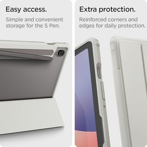 Image of Spigen for Galaxy Tab S10 FE Case (2025), Galaxy Tab S9 Case (2023), Ultra Hybrid Pro Protective Tri-Fold Cover with Transparent Back and S Pen Holder, 10.9 inch, Gray