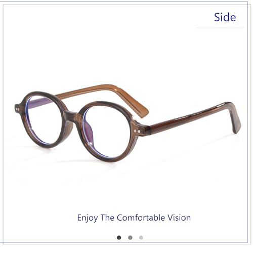Image of Vintage Round Glasses for Men Women Retro Oval Blue Light Glasses Fake Nerd Eyeglasses
