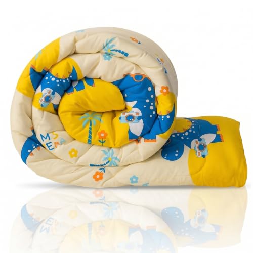 Image of Filymore Camera Comforter for Kids Girls - Cute Cartoon Print Single Bed Blanket, Microfiber Dohar for Boys & Girls | Soft Kids Winter & Summer Quilt |60x90 Inches (Yellow)